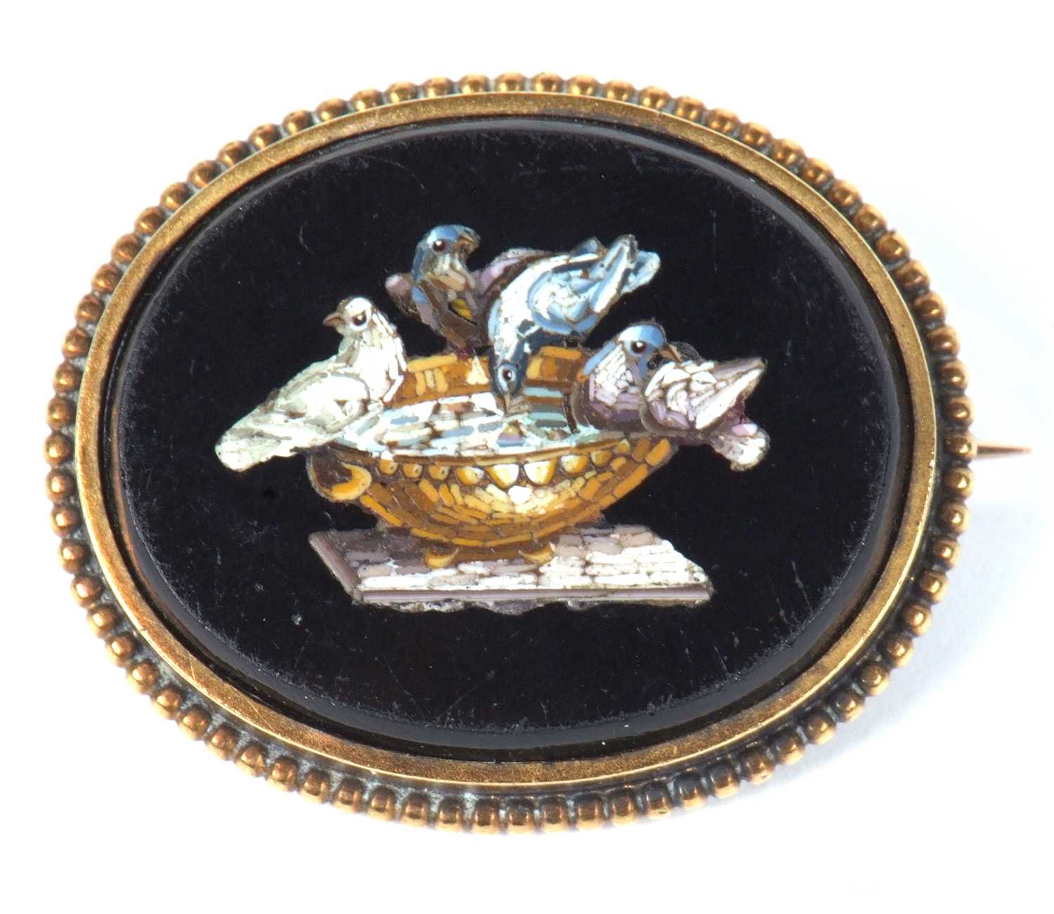 Lot 176 - Victorian 'plienys doves' micro mosaic