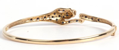 Lot 194 - Modern 9ct gold panther hinged bracelet, the...