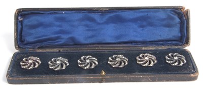 Lot 341 - Cased set of six vintage paste set swirl...