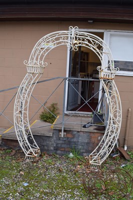 Lot 1 - Large decorative metal rose arch, width 185cm,...