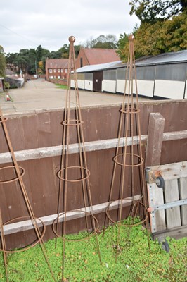 Lot 7 - Pair of ball topped traditional obelisks,...