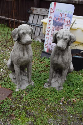 Lot 10 - Pair of composite seated hounds, height approx...