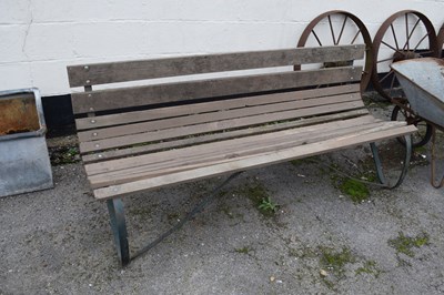 Lot 29 - Metal and wood garden bench, width approx 185cm