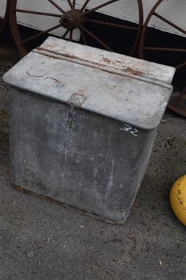 Lot 32 - Galvanised feed bin, height 58cm, width 58cm,...