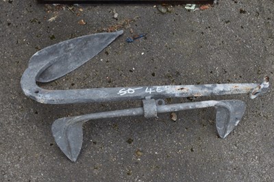 Lot 46 - Galvanised boat anchor, height approx 80cm