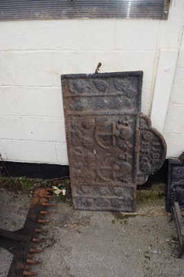 Lot 54 - Large cast iron fire back (a/f), width...