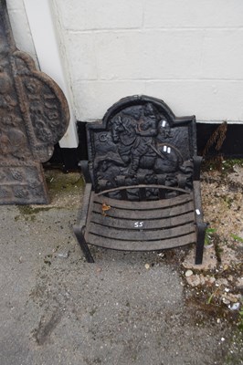 Lot 55 - Vintage cast iron fire back together with fire...