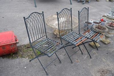 Lot 63 - Three vintage metal folding garden chairs,...