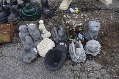 Lot 92 - Ten composite garden statues to include cats,...