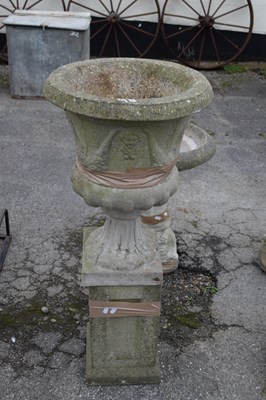 Lot 98 - Composite garden urn on plinth, overall height...