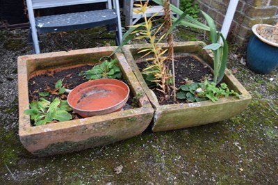 Lot 135 - Pair of square terracotta plant pots