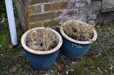 Lot 136 - Pair of terracotta glazed plant pots, height...