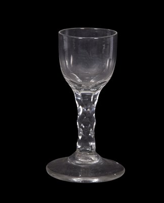 Lot 14 - Georgian wine glass, the bucket bowl above a...