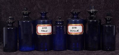 Lot 46 - Group of large coloured glass, mainly blue...