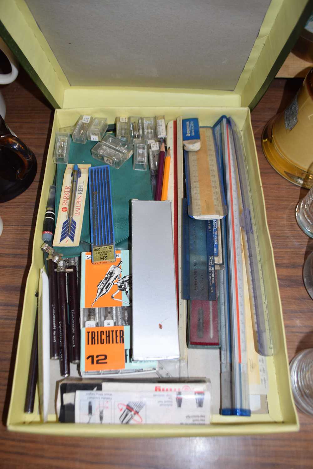 Lot 529 - BOX OF VARIOUS TECHNICAL DRAWING INSTRUMENTS,...