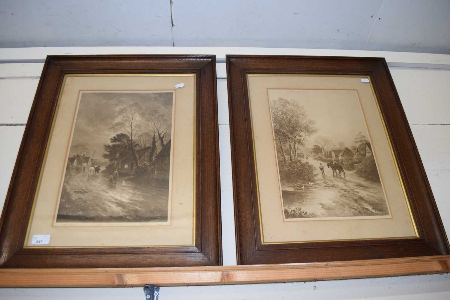 Lot 247 - AFTER GAZZARD, PAIR OF SEPIA PRINTS, OAK