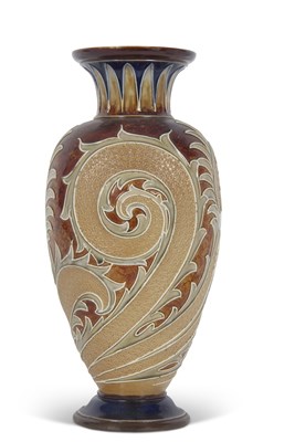 Lot 79 - Royal Doulton vase by Frank Butler with a tube-...
