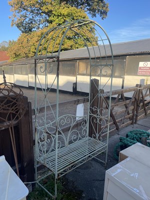 Lot 9 - decorative metal rose arch with seat