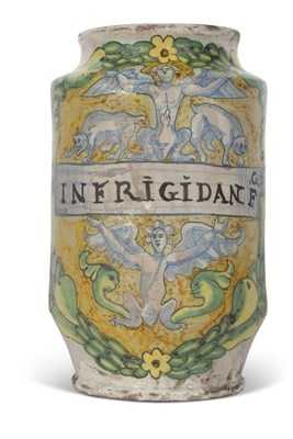 Lot 104 - Italian Maiolica jar possibly Faenza,...