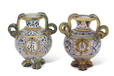 Lot 105 - Pair of Italian Maiolica vases probably 19th...