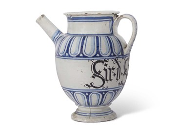 Lot 106 - Savona syrup drug jar, typical blue ground...