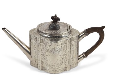 Lot 419 - George III teapot of shaped oval form,...