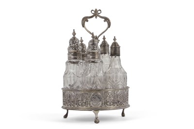 Lot 162 - George III circular cruet stand, the loaded...