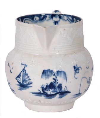 Lot 136 - Rare Lowestoft porcelain cider jug circa 1765,...