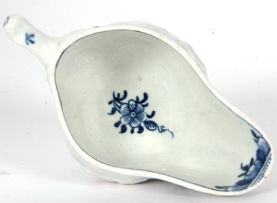 Lot 137 - Rare Lowestoft porcelain butter boat with...