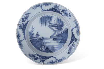 Lot 186 - English delft dish probably Lambeth decorated...