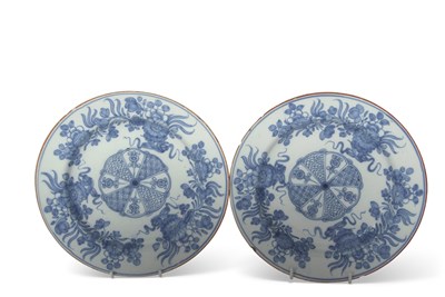 Lot 187 - Two English delft plates with Chinese...