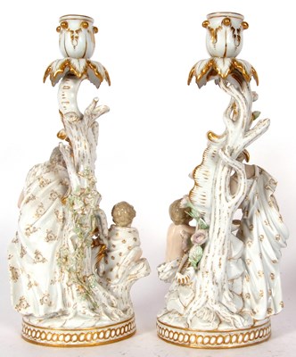 Lot 188 - A fine pair of Meissen porcelain candlesticks,...