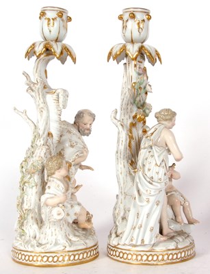 Lot 188 - A fine pair of Meissen porcelain candlesticks,...