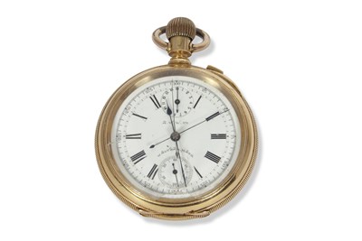 Lot 432 - Waltham yellow metal chronograph pocket watch...