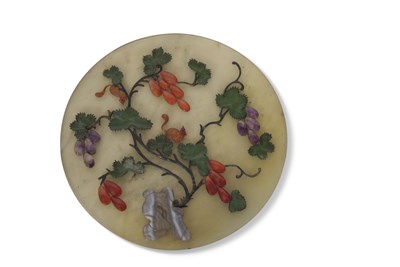 Lot 194 - Chinese glass medallion with applied hard...