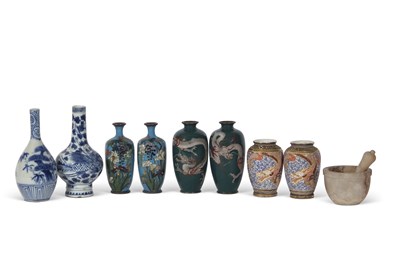 Lot 217 - Pair of Cloisonne vases of quatro lobe form...