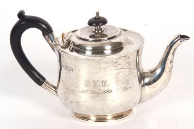 Lot 75 - Edward VII teapot of circular baluster form...