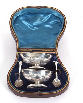 Lot 86 - Cased pair of Victorian boat shaped peppers ...