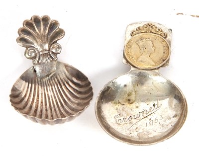 Lot 9 - George IV caddy spoon with shell bowl and...