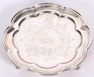 Lot 69 - Small Victorian waiter of lobed circular form,...