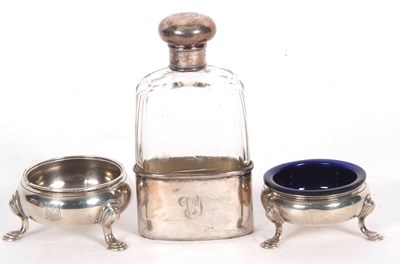 Lot 90 - Mixed Lot: George V faceted glass spirit flask...