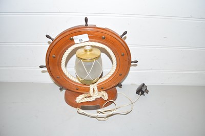 Lot 49 - Novelty ships wheel table lamp marked with...
