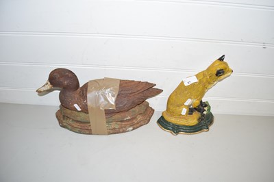 Lot 57 - Two cast iron door stops, one duck and one fox