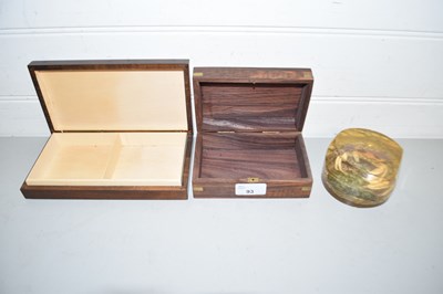 Lot 93 - Two wooden cases together with a resin crab...