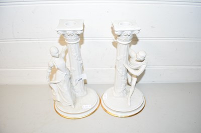 Lot 100 - Franklin porcelain Romeo & Juliet candlesticks