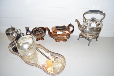 Lot 166 - Mixed Lot: Silver plated spirit kettle, silver...