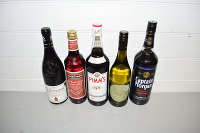 Lot 11 - Five bottles of various wines and spirits to...