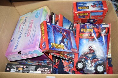 Lot 180 - Box of various Spiderman toys and others