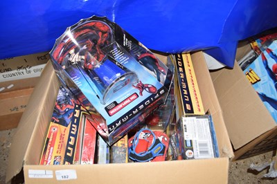Lot 182 - Box of Spiderman toys to include Sticker...