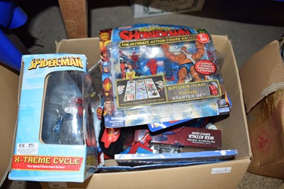 Lot 183 - Box of various Spiderman related items to...